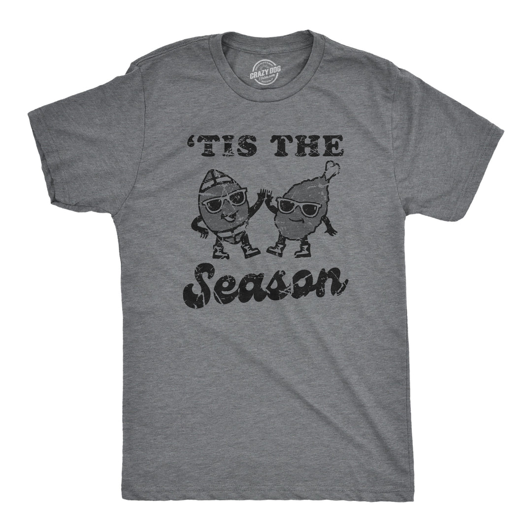 Funny Dark Heather Grey - SEASON Tis The Season Turkey Football Mens T Shirt Nerdy Thanksgiving Football Tee