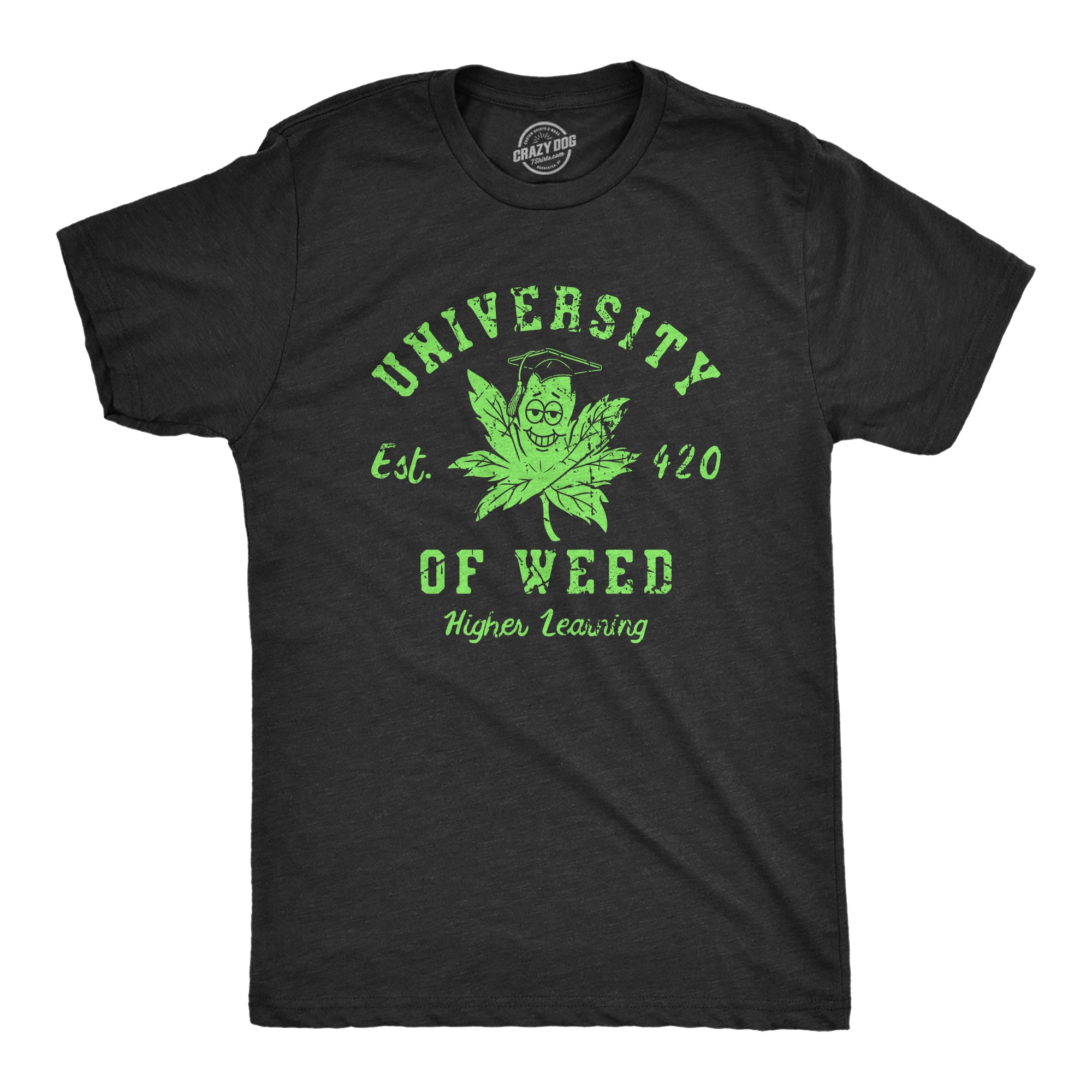 Funny Heather Black - WEEd University Of Weed Mens T Shirt Nerdy 420 Tee
