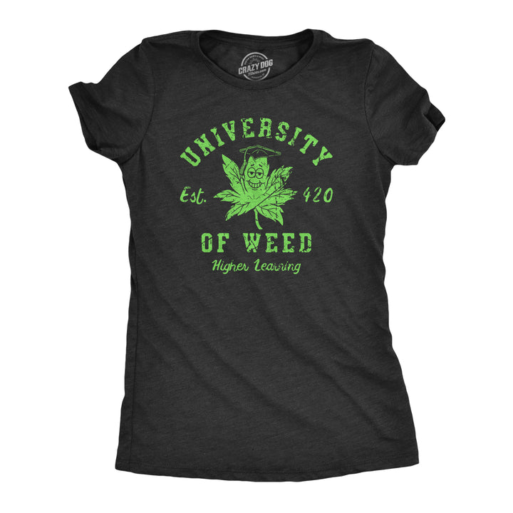 Funny Heather Black - WEEd University Of Weed Womens T Shirt Nerdy 420 Tee