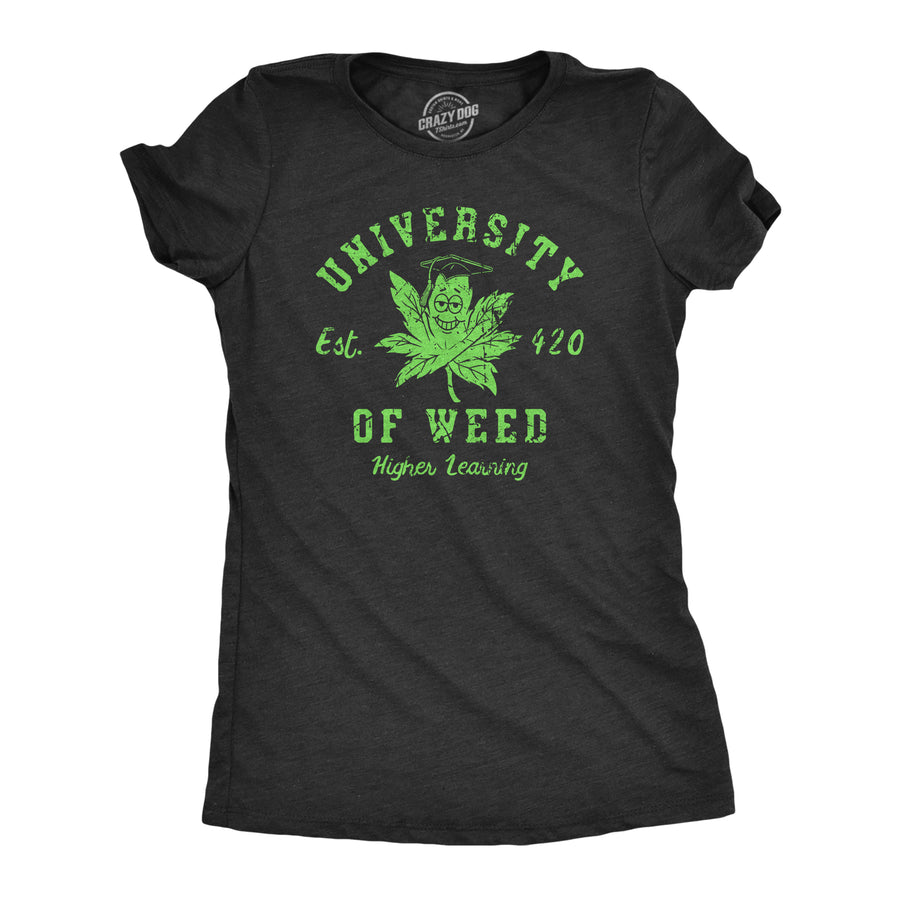 Funny Heather Black - WEEd University Of Weed Womens T Shirt Nerdy 420 Tee