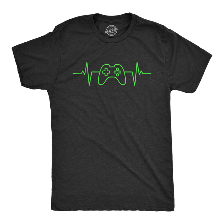 Funny Heather Black Video Game Heart Beat Mens T Shirt Nerdy Video Games Tee