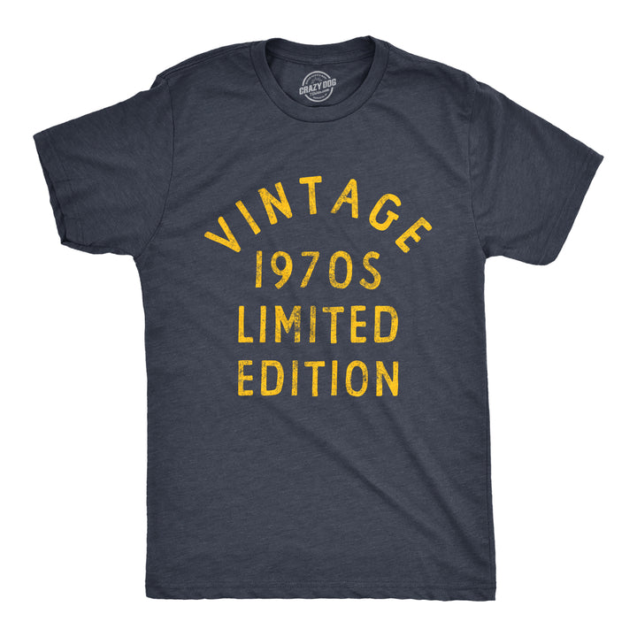 Funny Heather Navy Vintage 1970s Limited Edition Mens T Shirt Nerdy retro Tee