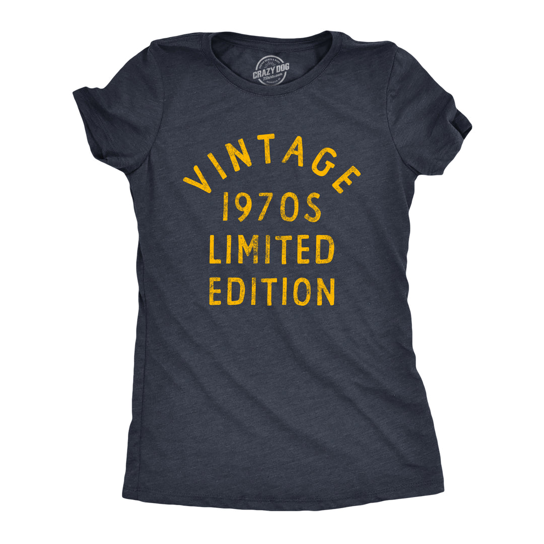 Funny Heather Navy Vintage 1970s Limited Edition Womens T Shirt Nerdy retro Tee