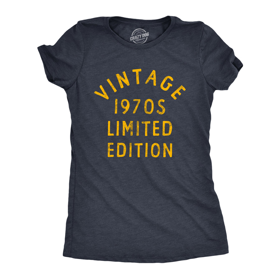 Funny Heather Navy Vintage 1970s Limited Edition Womens T Shirt Nerdy retro Tee