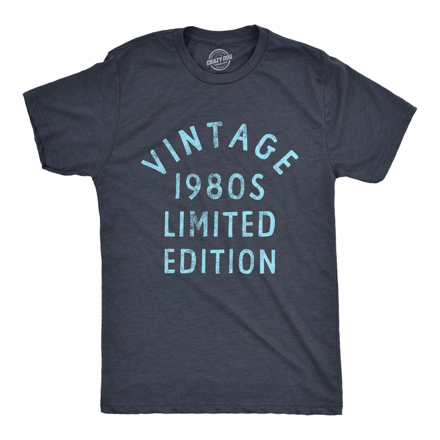 Funny Heather Navy Vintage 1980s Limited Edition Mens T Shirt Nerdy retro Tee