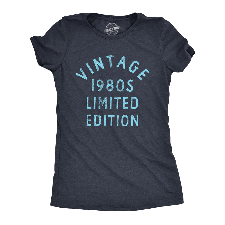 Funny Heather Navy Vintage 1980s Limited Edition Womens T Shirt Nerdy retro Tee