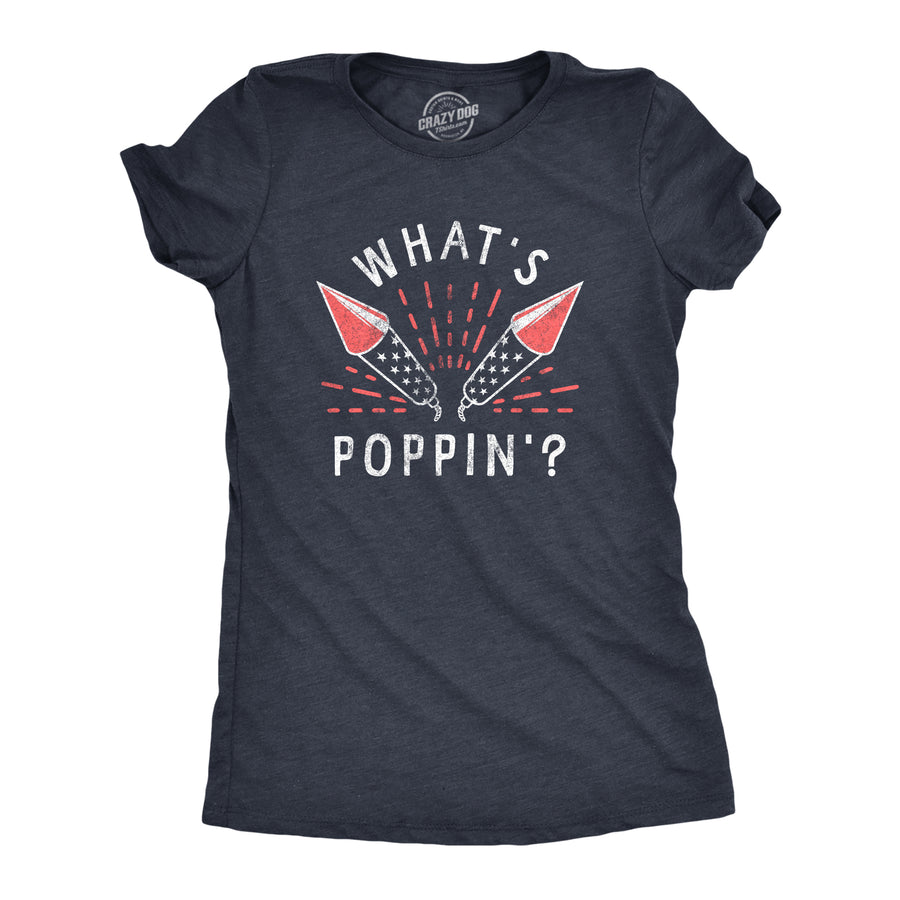 Funny Heather Navy Whats Poppin Womens T Shirt Nerdy Fourth Of July Sarcastic Tee