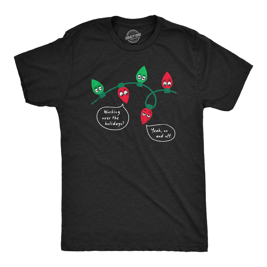 Funny Heather Black - WORKING Working Over The Holidays Mens T Shirt Nerdy Christmas Office Sarcastic Tee