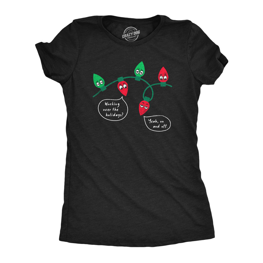 Funny Heather Black - WORKING Working Over The Holidays Womens T Shirt Nerdy Christmas Office Sarcastic Tee