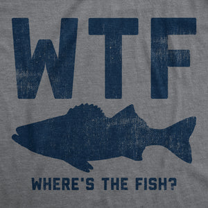 Crazy Dog T-shirts Mens WTF Wheres The Fish T Shirt Funny Fishing Acronym Fishermen Tee for Guys Graphic Tees, Men's, Size: Small