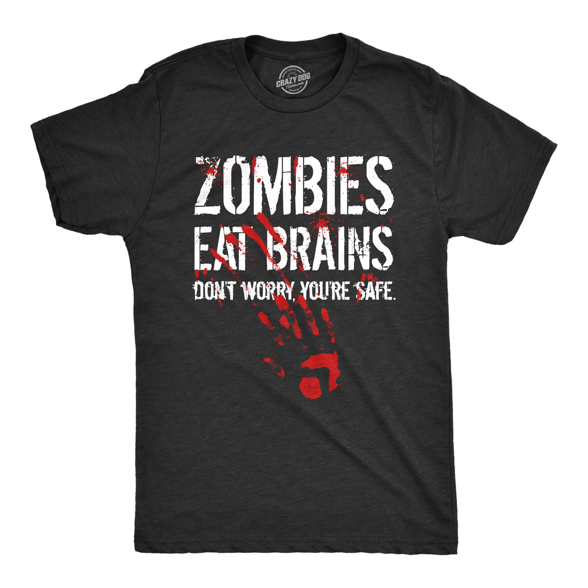 Funny Black 2 Color Print Zombies Eat Brains Multicolor print Mens T Shirt Nerdy Zombie Sarcastic Tee