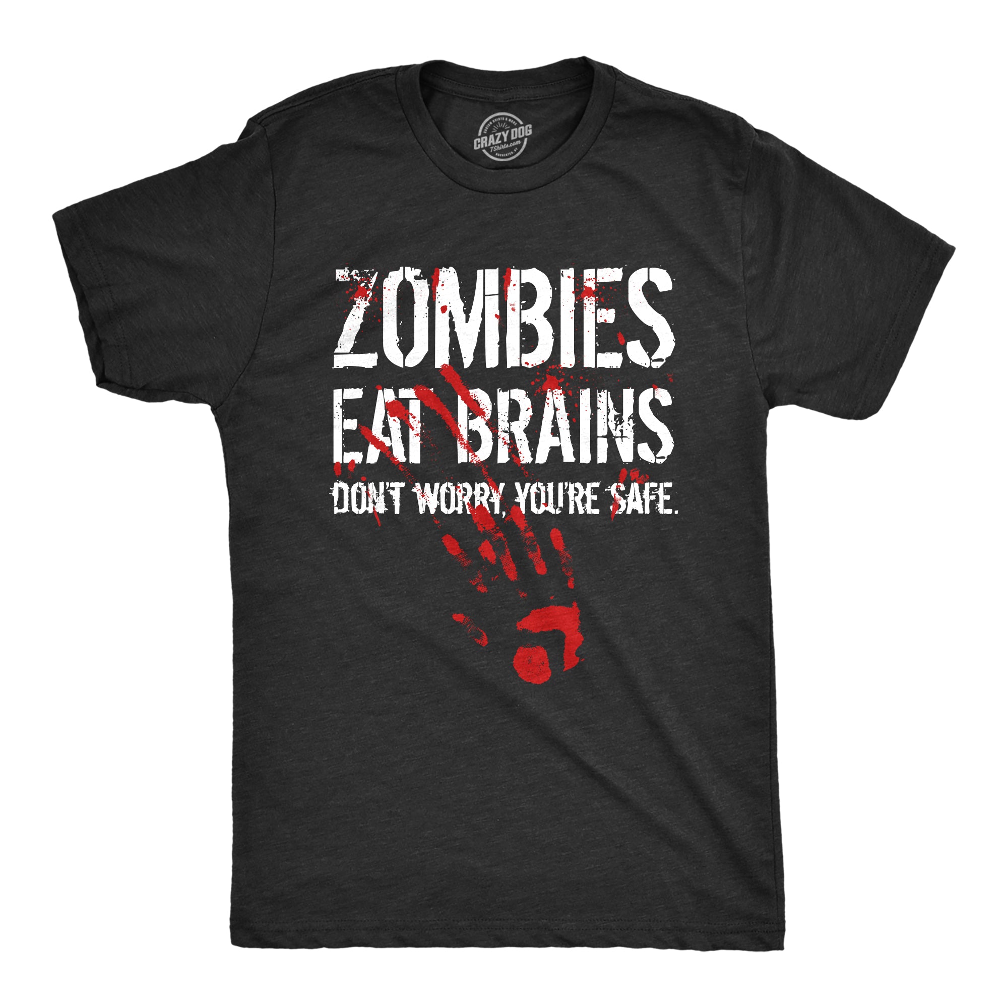 Funny Black 2 Color Print Zombies Eat Brains Multicolor print Mens T Shirt Nerdy Halloween Zombie Sarcastic Tee