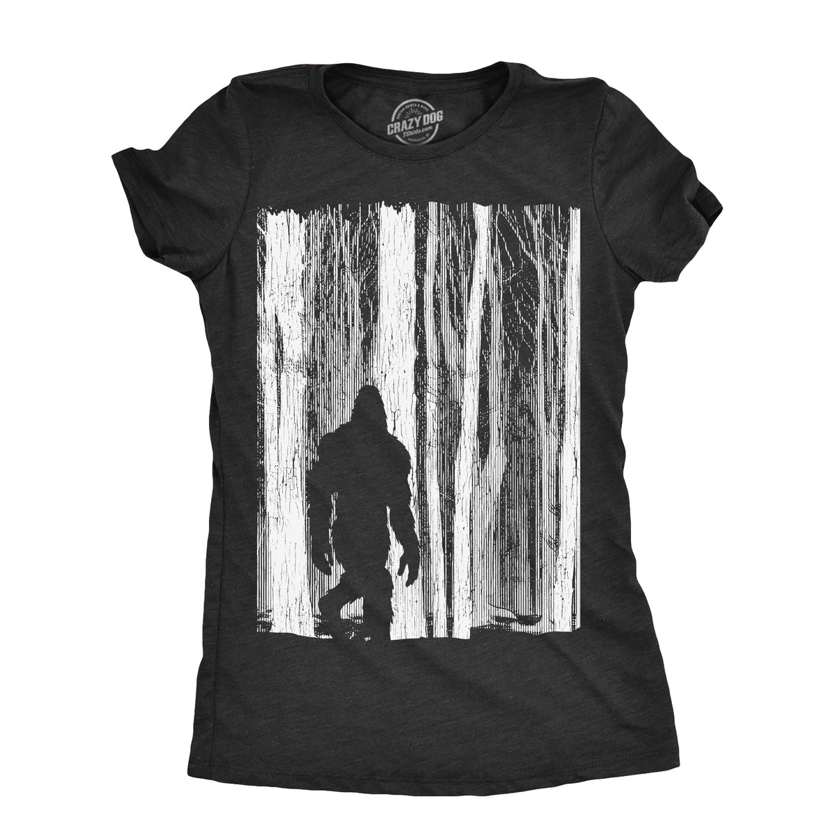 Funny Heather Black - BIGFOOT Bigfoot In The Forest Womens T Shirt Nerdy sarcastic Tee