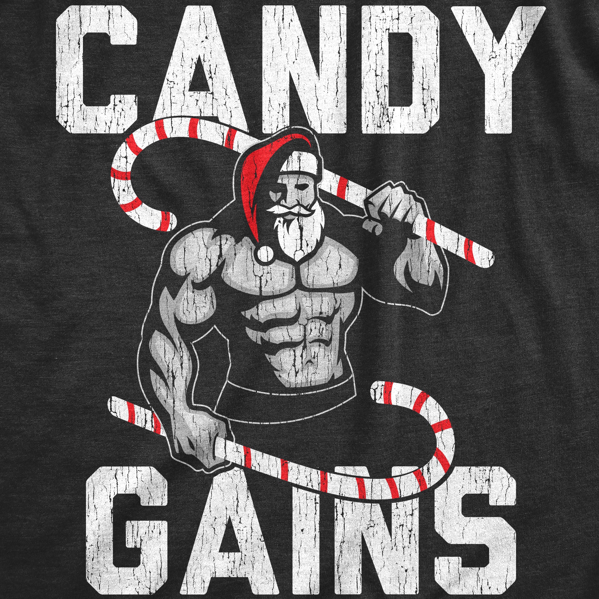 Funny Heather Black - GAINS Candy Gains Mens T Shirt Nerdy Christmas fitness Tee