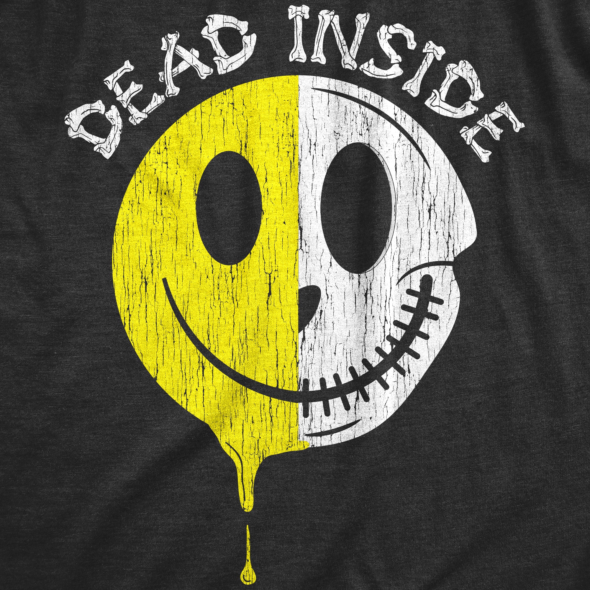 Funny Heather Black - DEAD Dead Inside Smile Mens T Shirt Nerdy Sarcastic Tee