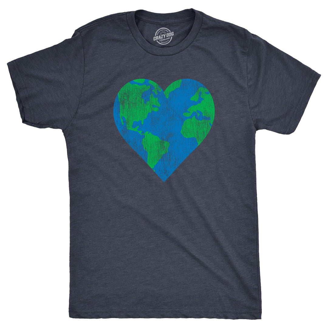 Funny Heather Navy - Earth Heart Earth Heart Mens T Shirt Nerdy Earth Tee