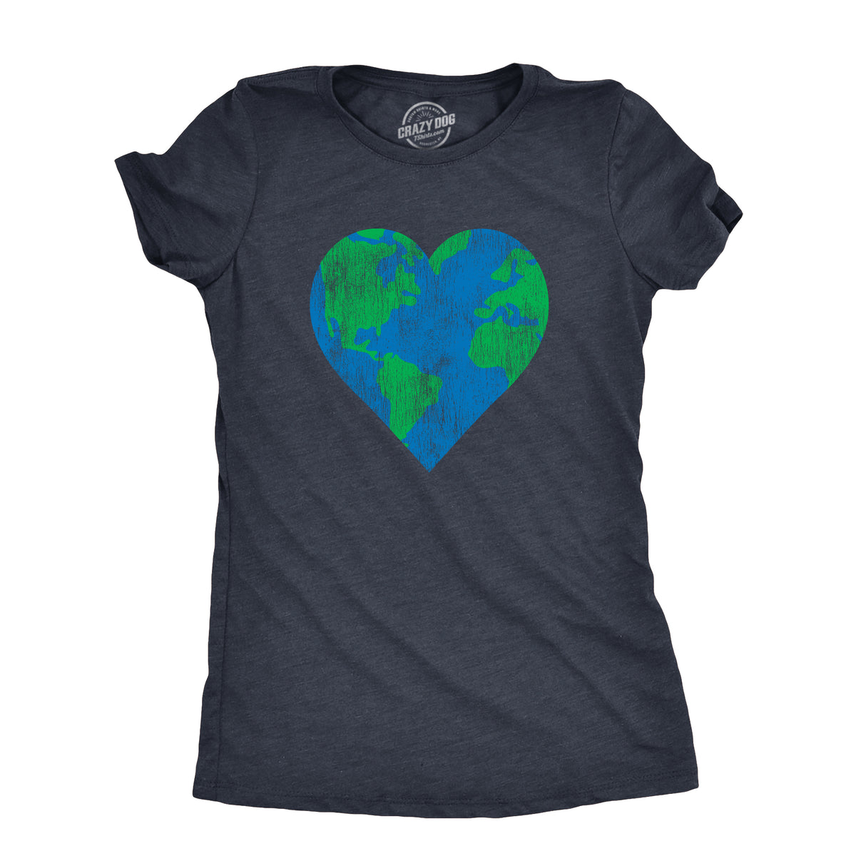 Funny Heather Navy - Earth Heart Earth Heart Womens T Shirt Nerdy Earth Tee