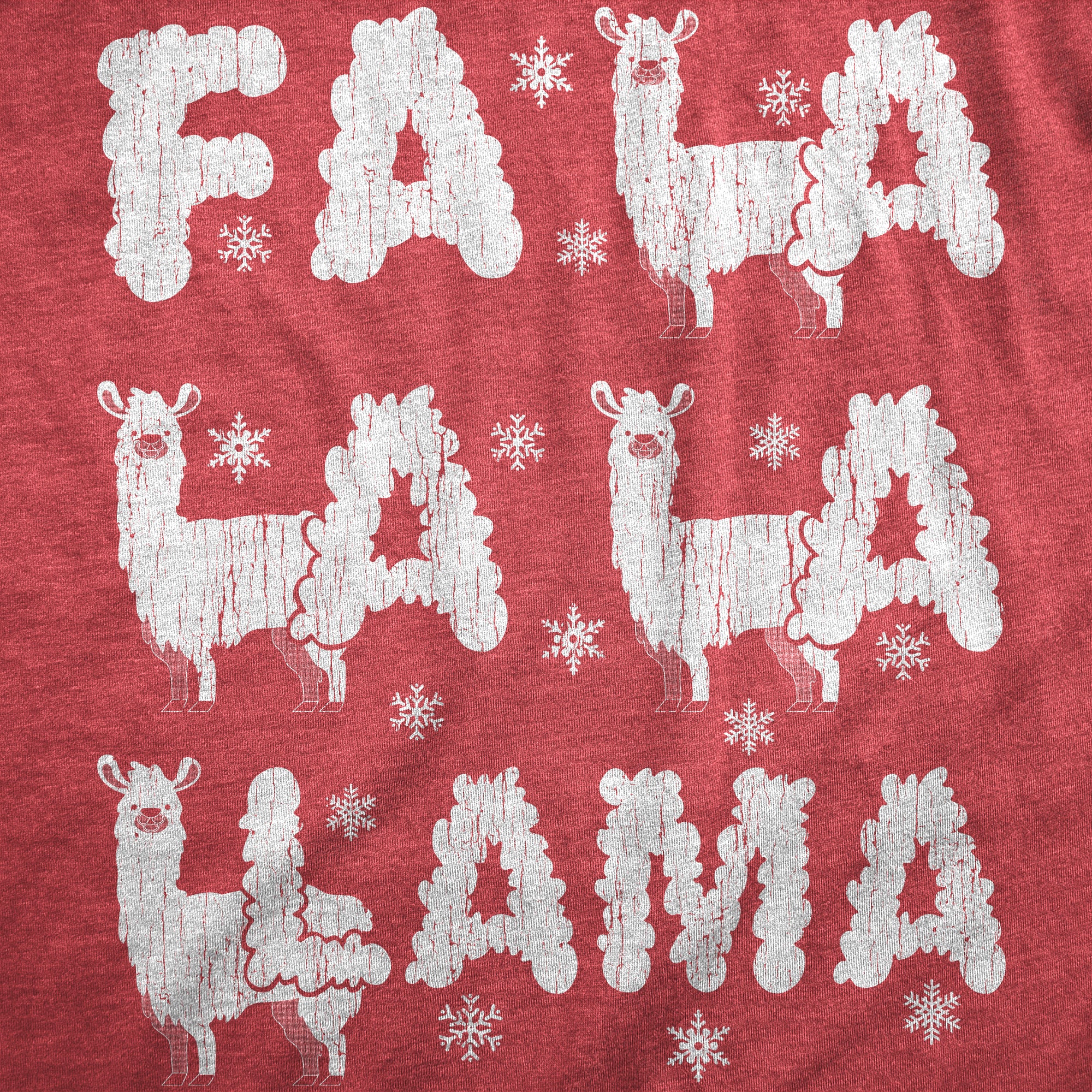 Funny Heather Red  - LLAMA Fa La La La Llama Mens T Shirt Nerdy Christmas animal sarcastic Tee
