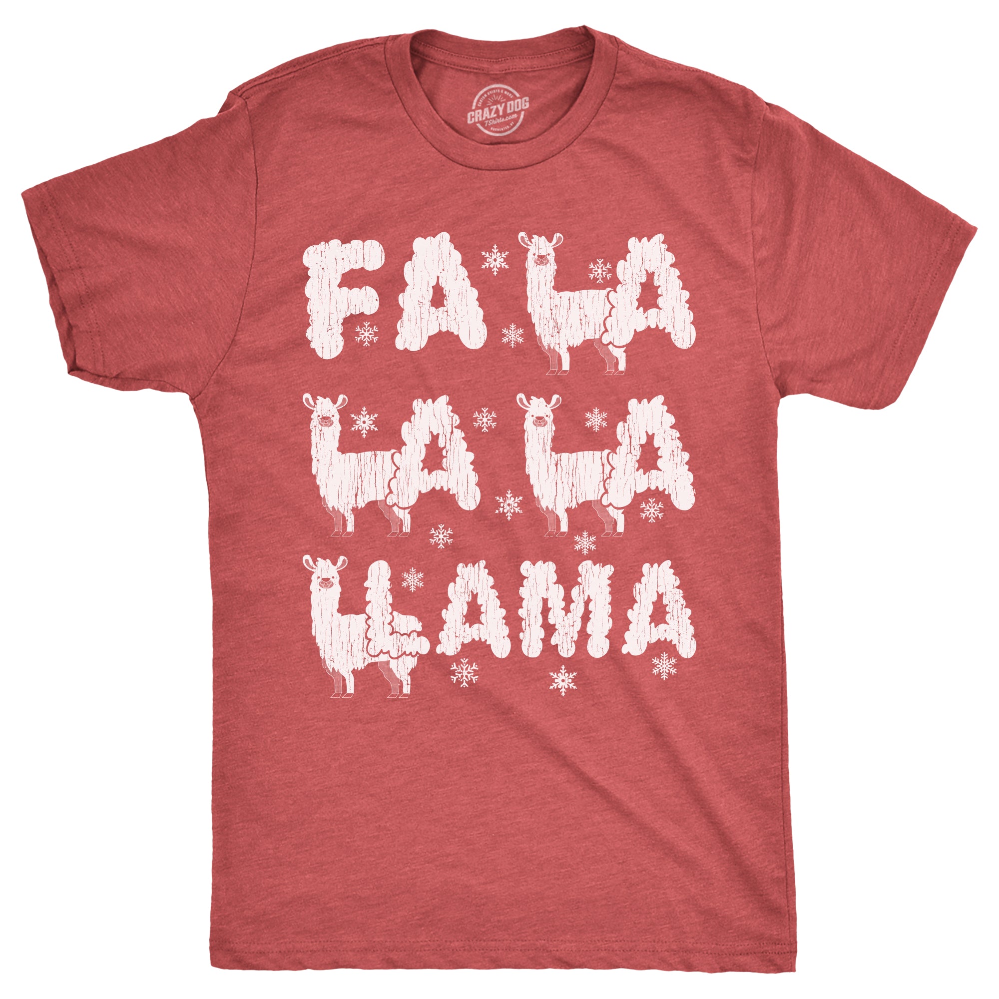 Funny Heather Red  - LLAMA Fa La La La Llama Mens T Shirt Nerdy Christmas animal sarcastic Tee