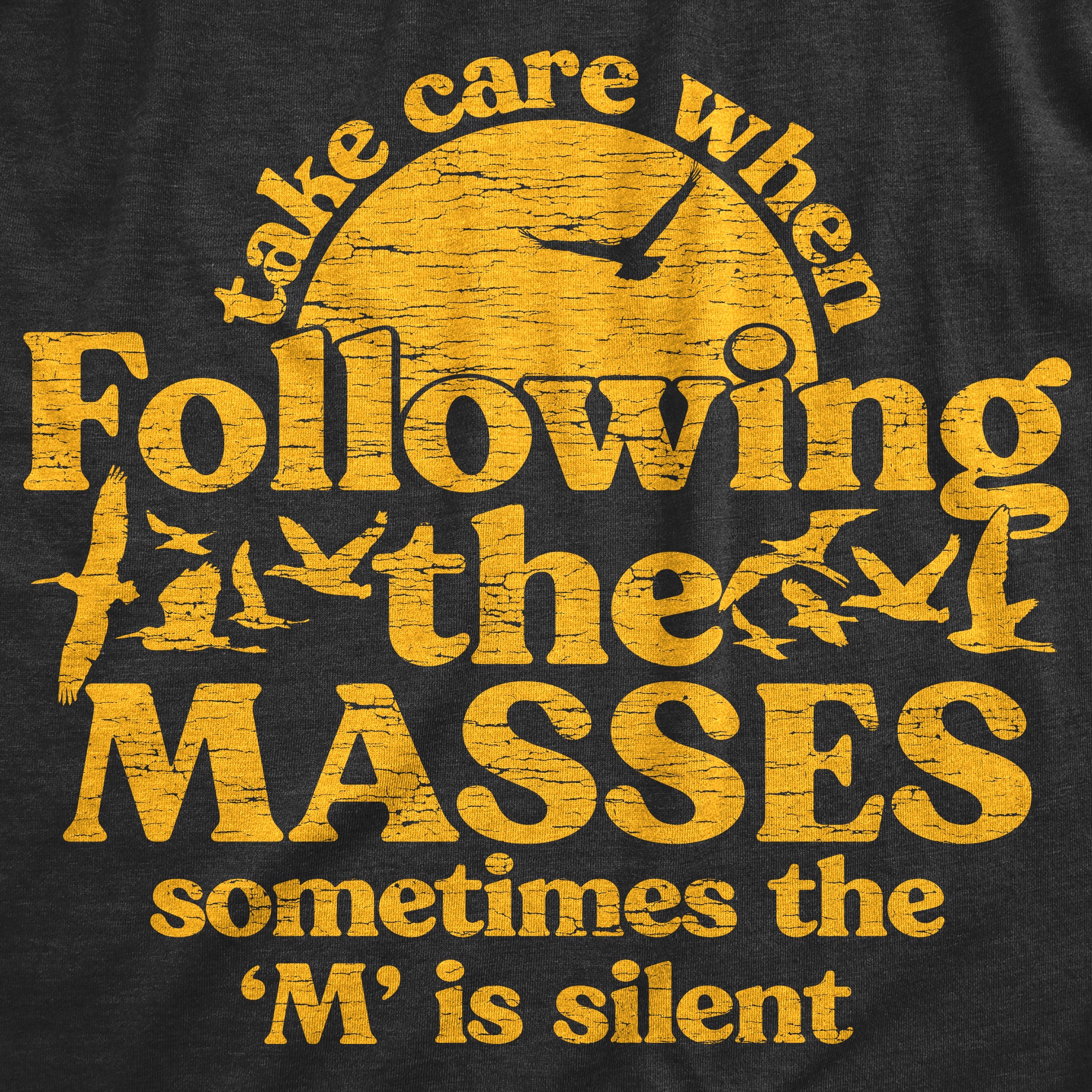 Funny Heather Black - MASSES Take Care When Following The Masses Mens T Shirt Nerdy Sarcastic Tee
