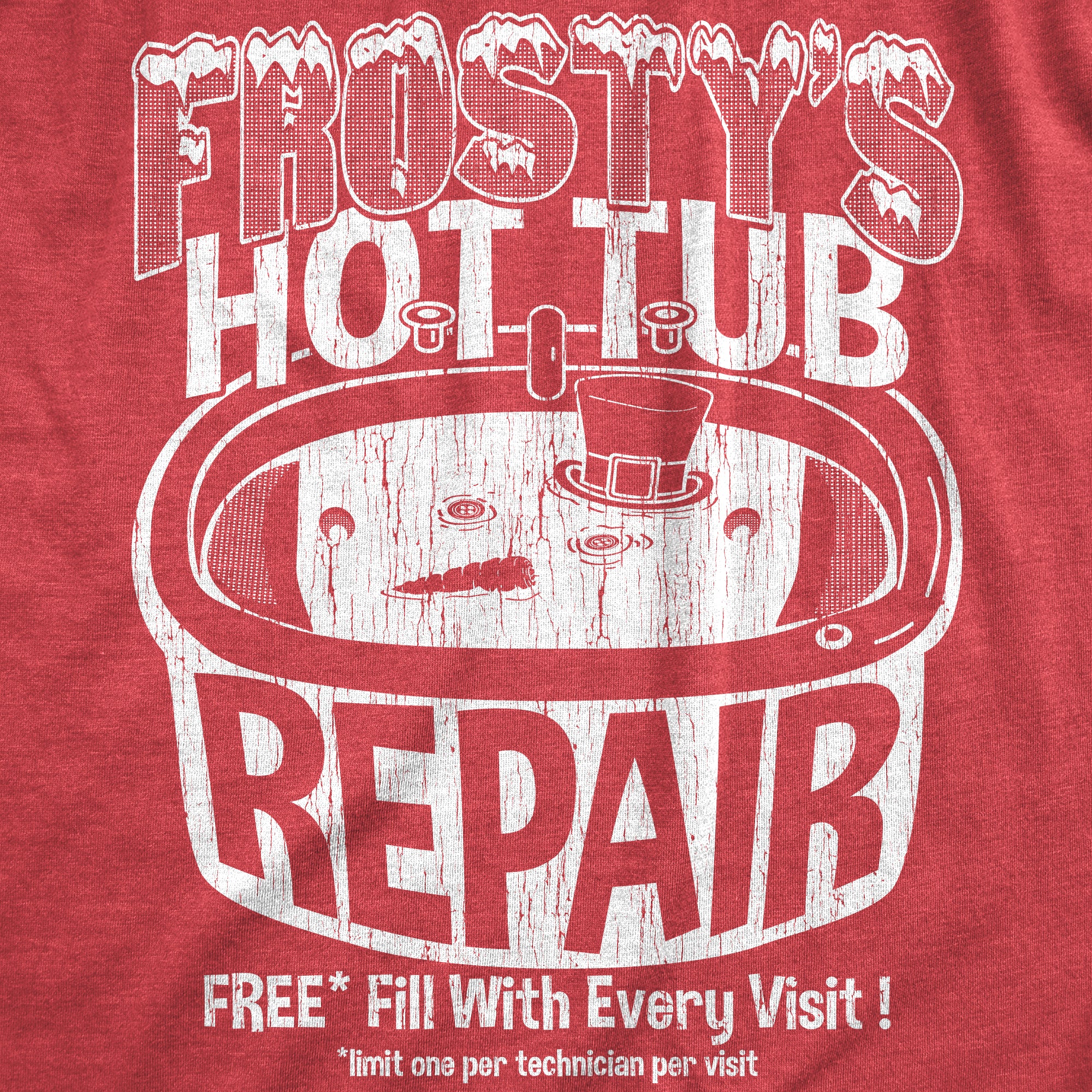 Funny Heather Red - FROSTYS Frostys Hot Tub Repair Mens T Shirt Nerdy Christmas Sarcastic Tee