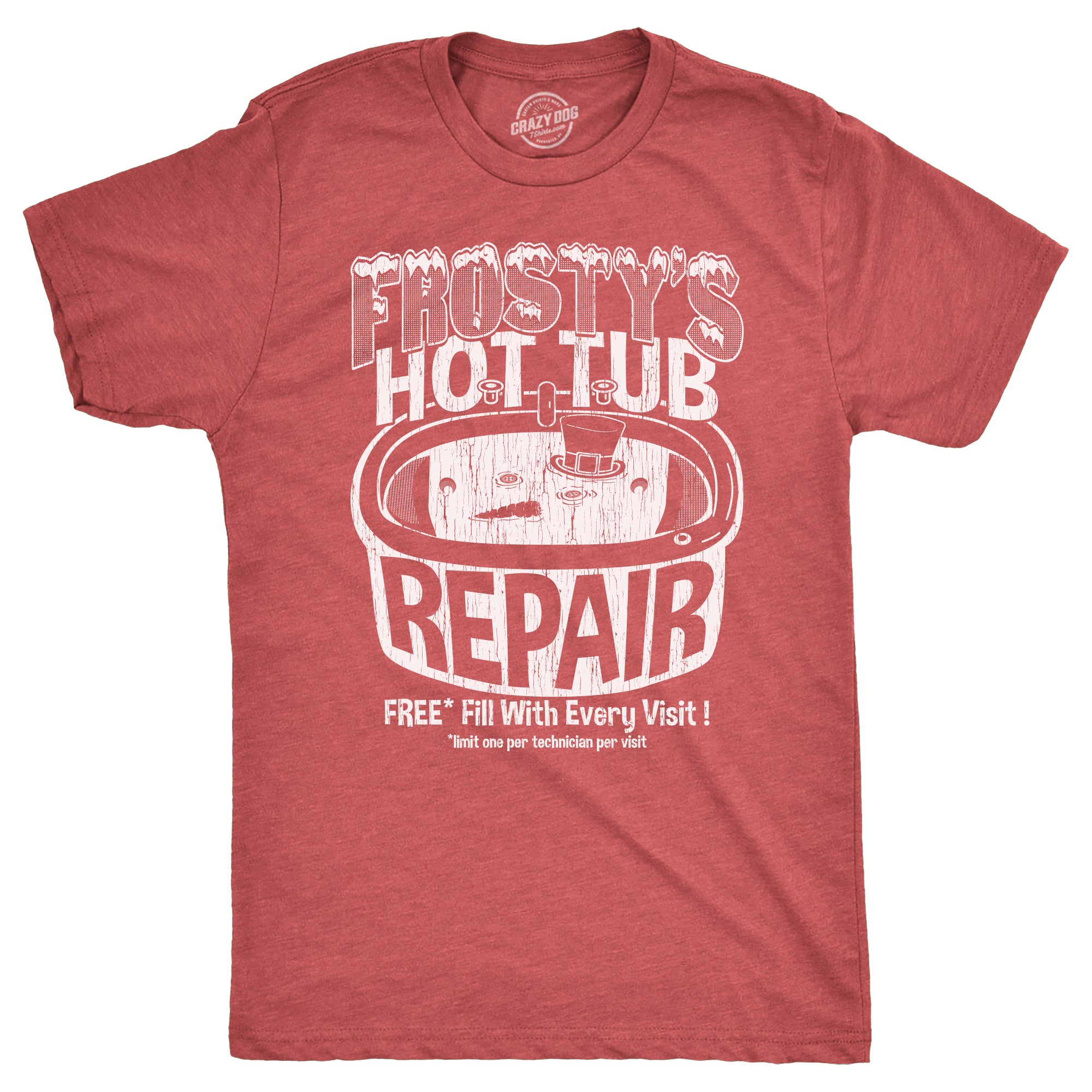 Funny Heather Red - FROSTYS Frostys Hot Tub Repair Mens T Shirt Nerdy Christmas Sarcastic Tee
