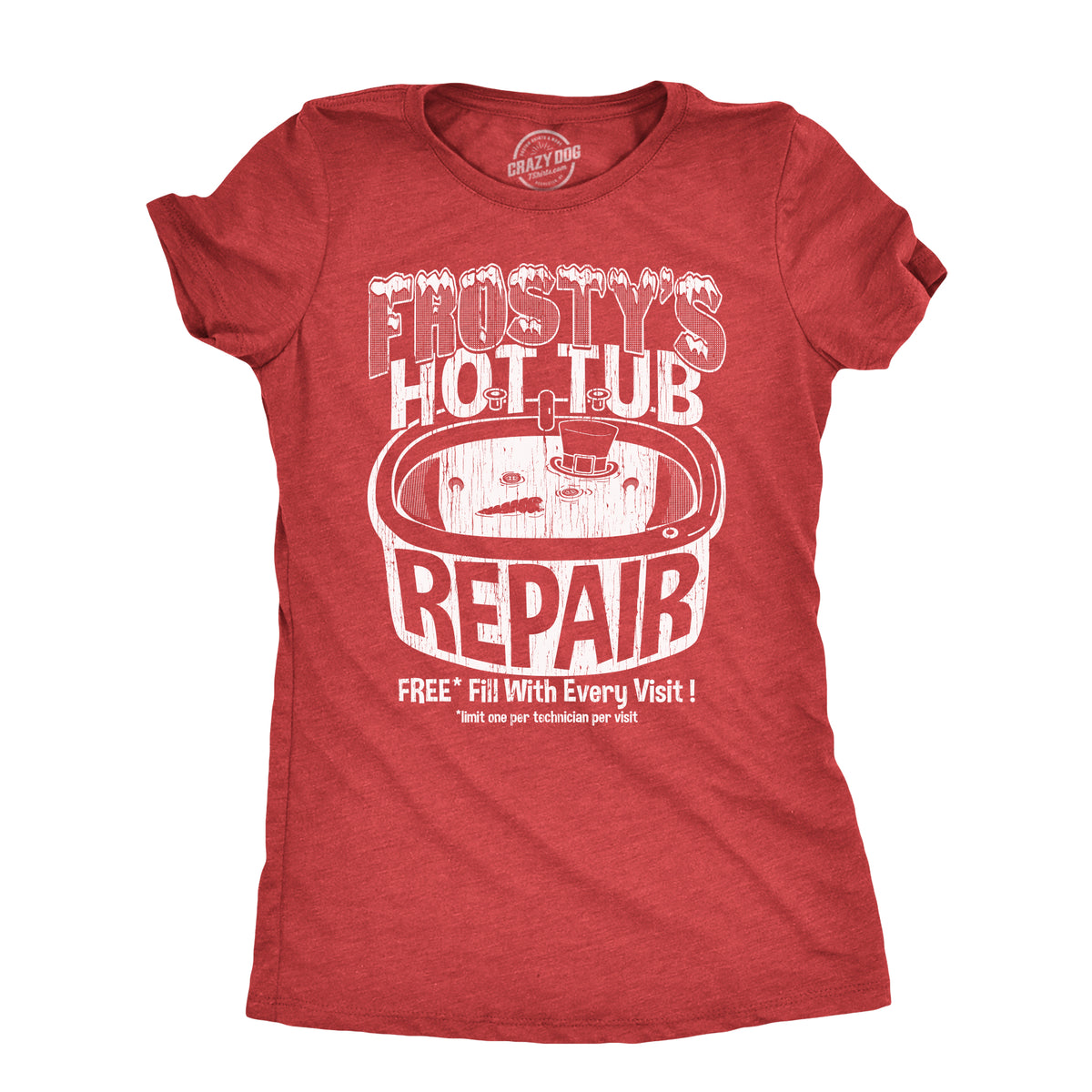 Funny Heather Red - FROSTYS Frostys Hot Tub Repair Womens T Shirt Nerdy Christmas Sarcastic Tee