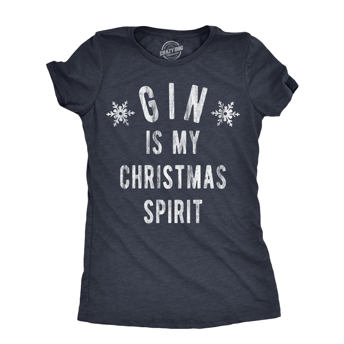Funny Heather Navy - GIN Gin Is My Christmas Spirit Womens T Shirt Nerdy Christmas Liquor Drinking Tee