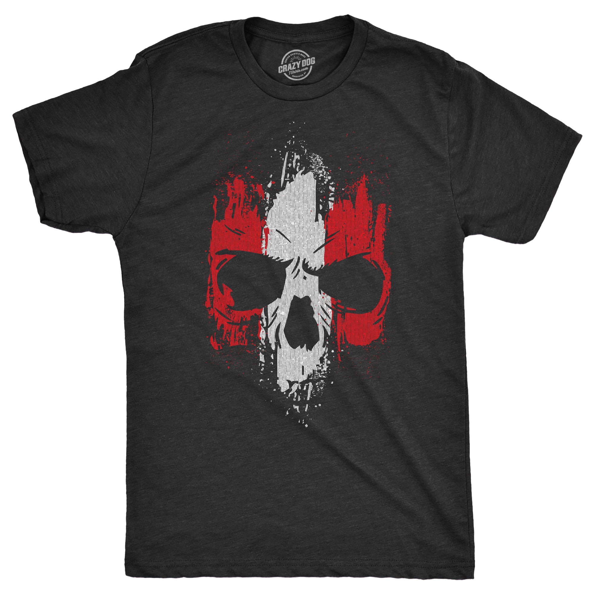 Funny Heather Black - SKULL Grunge Striped Skull Mens T Shirt Nerdy Tee
