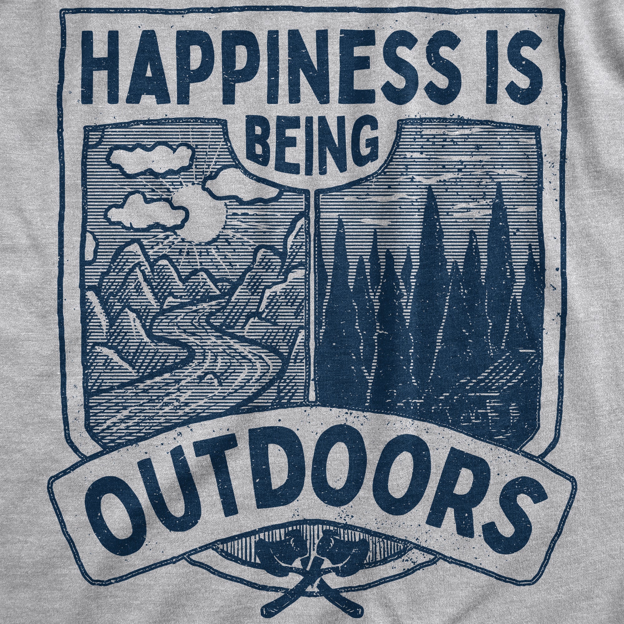 Funny Light Heather Grey - Being Outdoors Happiness Is Being Outdoors Hoodie Nerdy Camping Tee