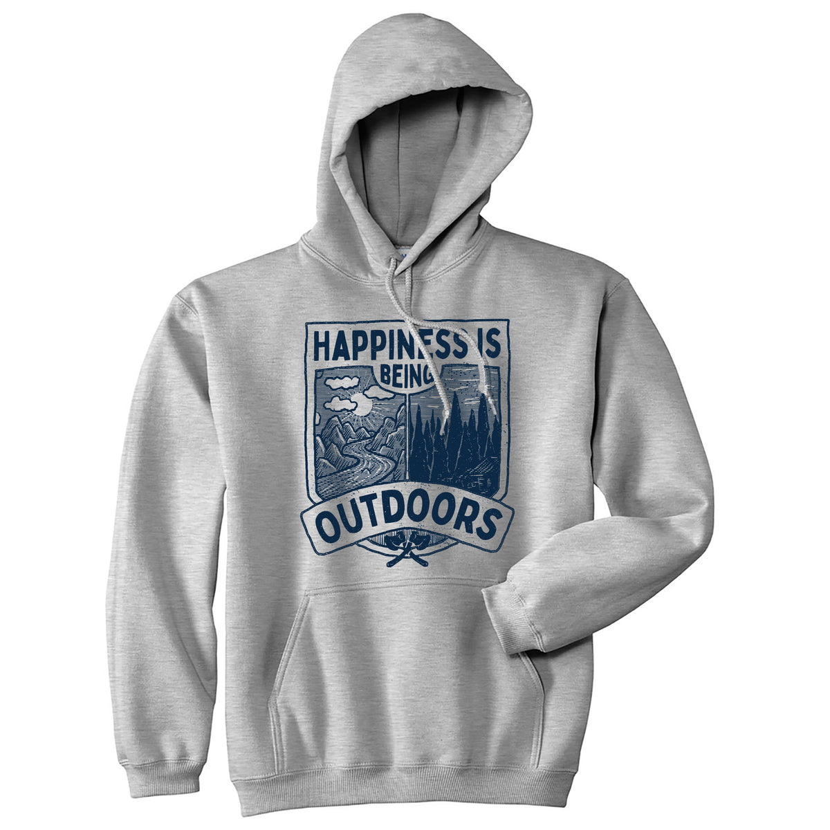 Funny Light Heather Grey - Being Outdoors Happiness Is Being Outdoors Hoodie Nerdy Camping Tee