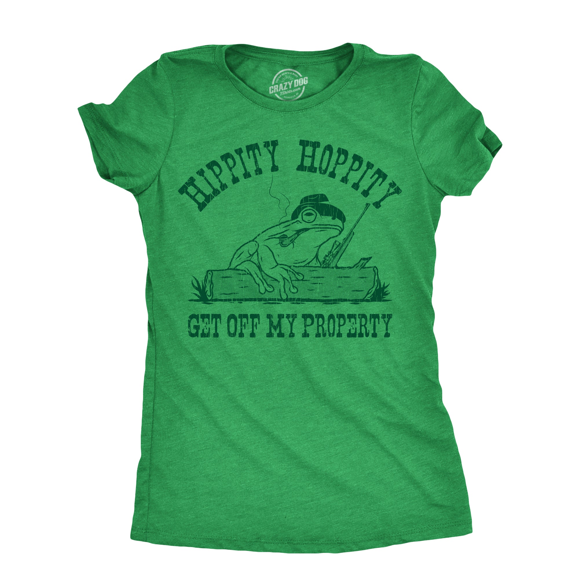 Funny Heather Green - PROPERTY Hippity Hoppity Get Off My Property Womens T Shirt Nerdy Animal sarcastic Tee