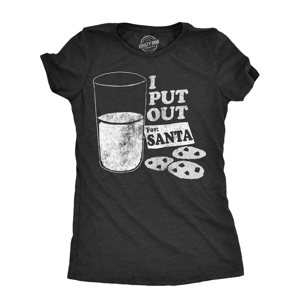 Funny Heather Black - Put Out For Santa I Put Out For Santa Womens T Shirt Nerdy Christmas sex Food Tee