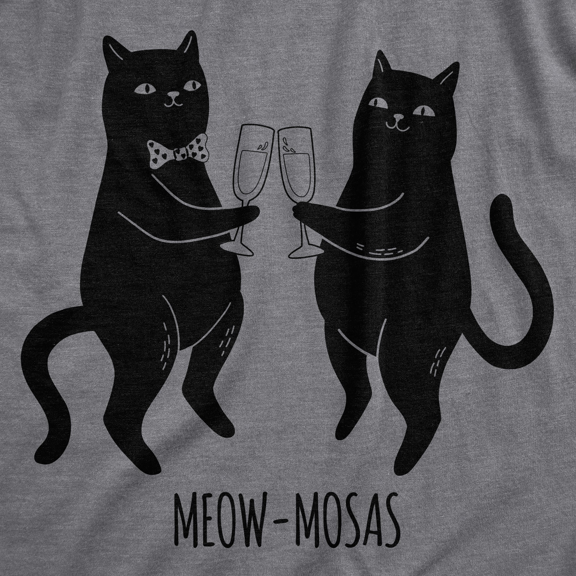 Funny Dark Heather Grey - MEOW Meow Mosas Womens T Shirt Nerdy cat drinking Tee