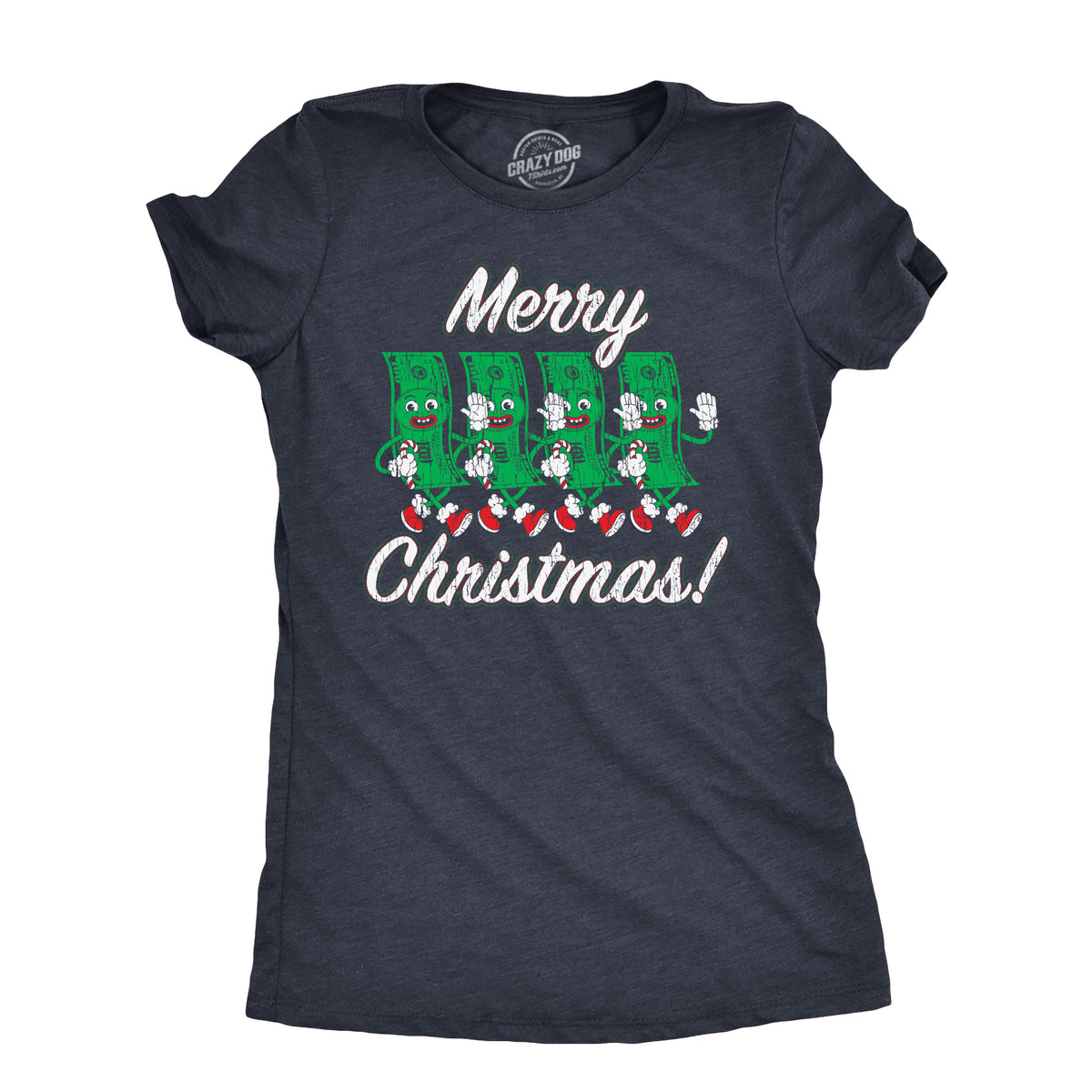 Funny Heather Navy - MONEY Merry Christmas Money Womens T Shirt Nerdy christmas retro Tee