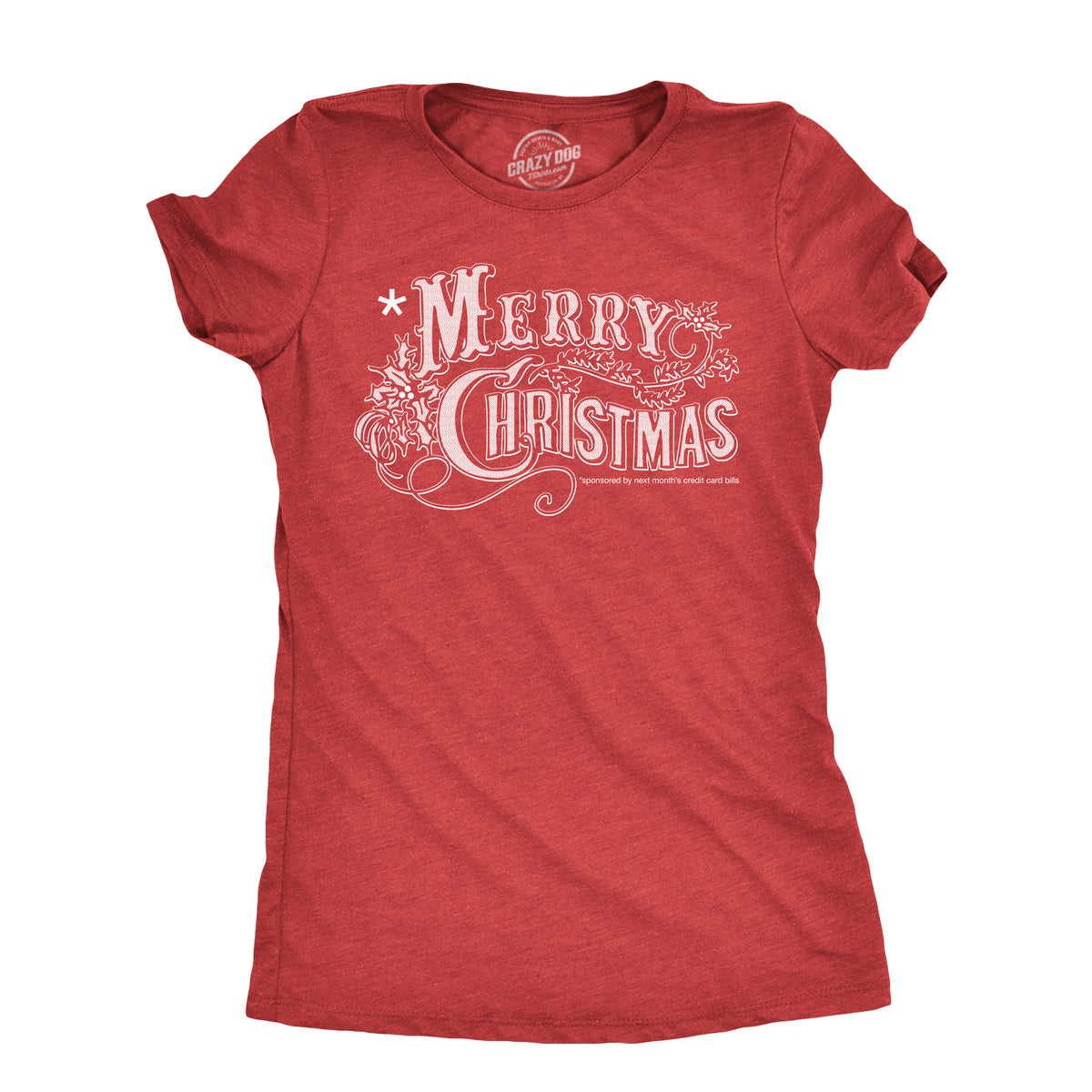 Funny Heather Red - CREDIT Merry Christmas Credit Card Womens T Shirt Nerdy christmas sarcastic Tee