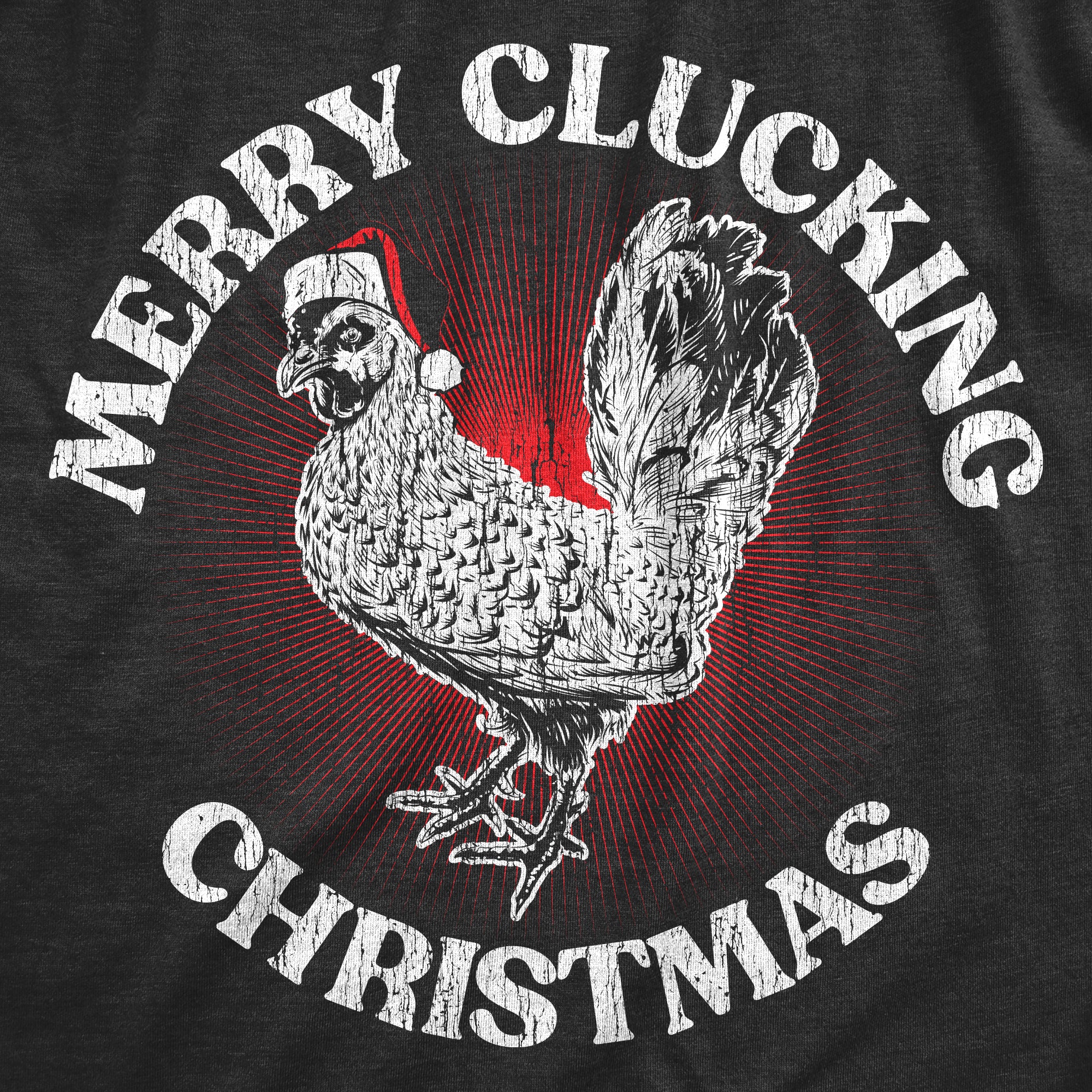 Funny Heather Black - CLUCKING Merry Clucking Christmas Womens T Shirt Nerdy christmas Animal Tee