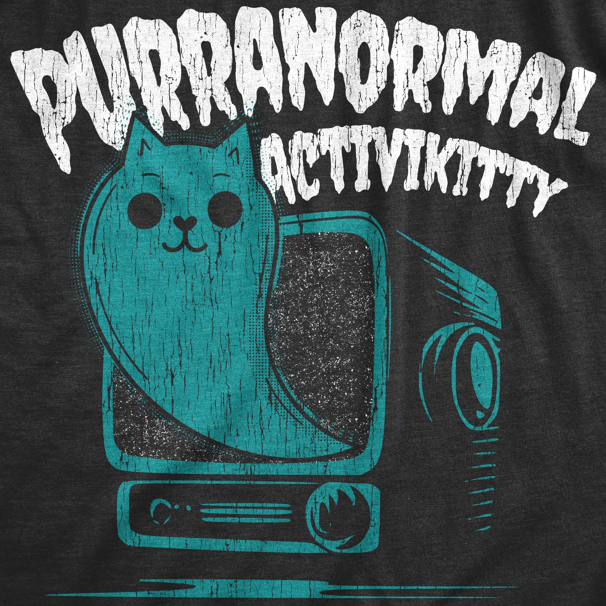Funny Heather Black - PURRANORMAL Purranormal Activikitty - Paranormal Cat Womens T Shirt Nerdy Halloween Cat Tee