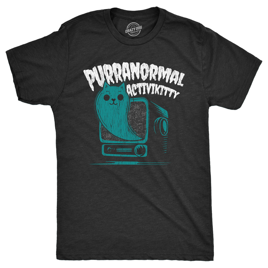 Funny Heather Black - PURRANORMAL Purranormal Activikitty - Paranormal Cat Mens T Shirt Nerdy Halloween Cat Tee