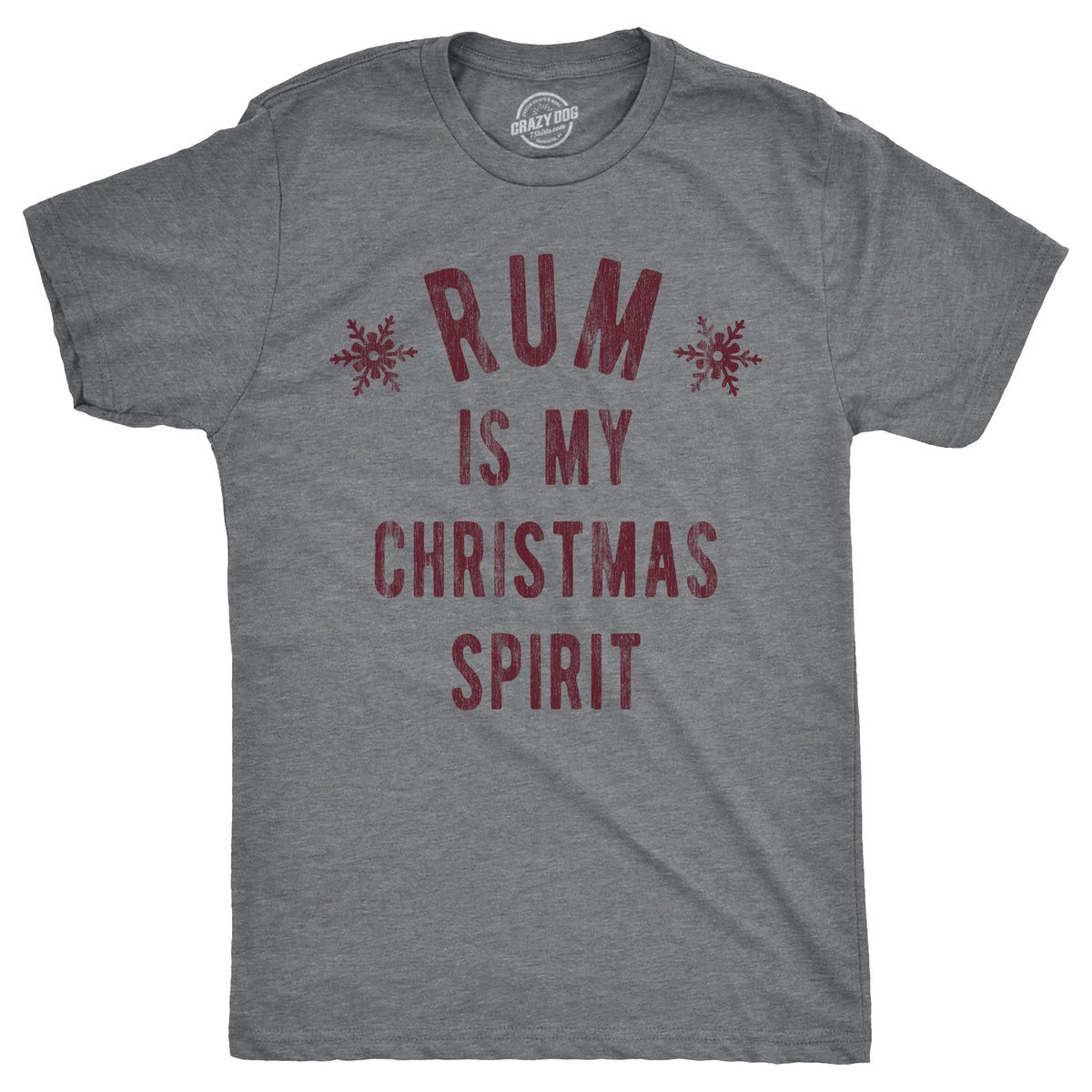 Funny Dark Heather Grey - RUM Rum Is My Christmas Spirit Mens T Shirt Nerdy Christmas Liquor Drinking Tee