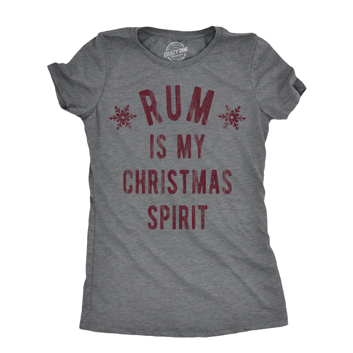 Funny Dark Heather Grey - RUM Rum Is My Christmas Spirit Womens T Shirt Nerdy Christmas Liquor Drinking Tee