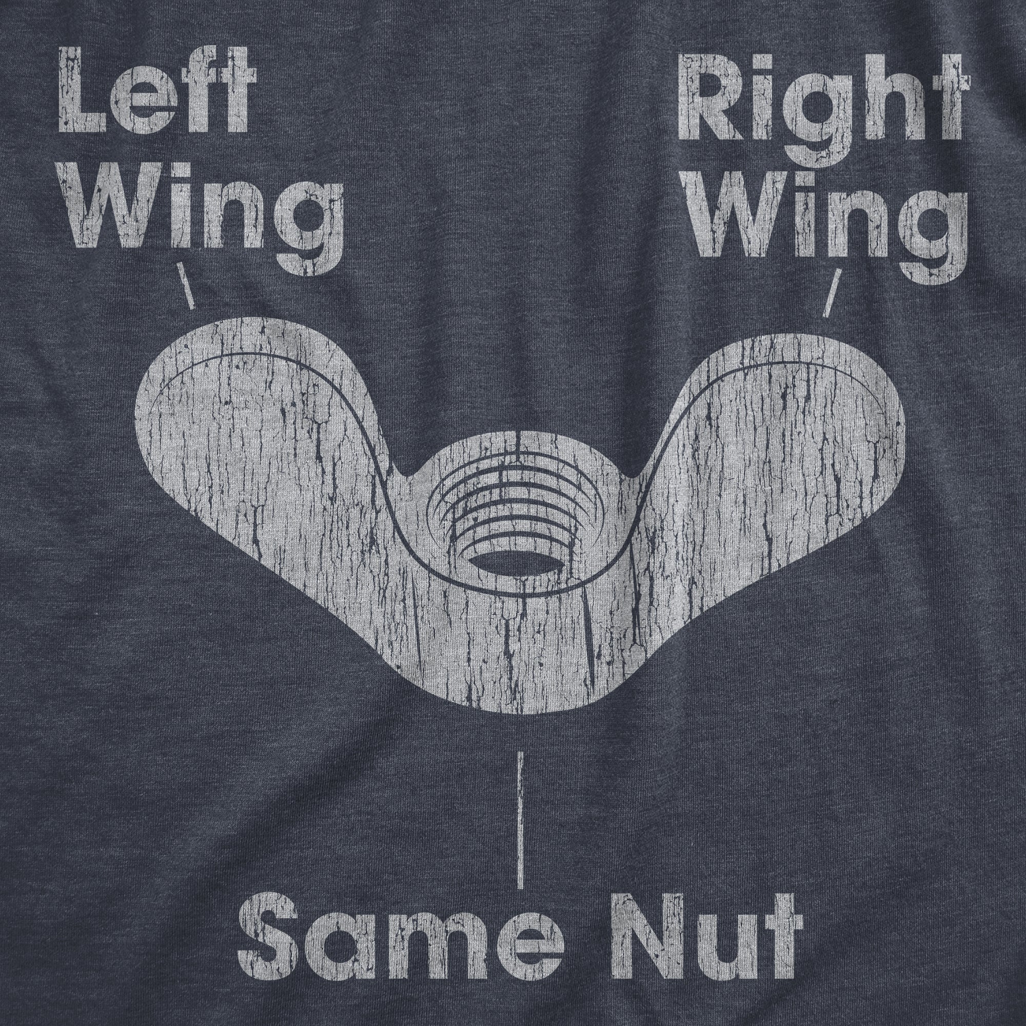Funny Heather Navy - NUT Left Wing Right Wing Same Nut Mens T Shirt Nerdy Political sarcastic Tee