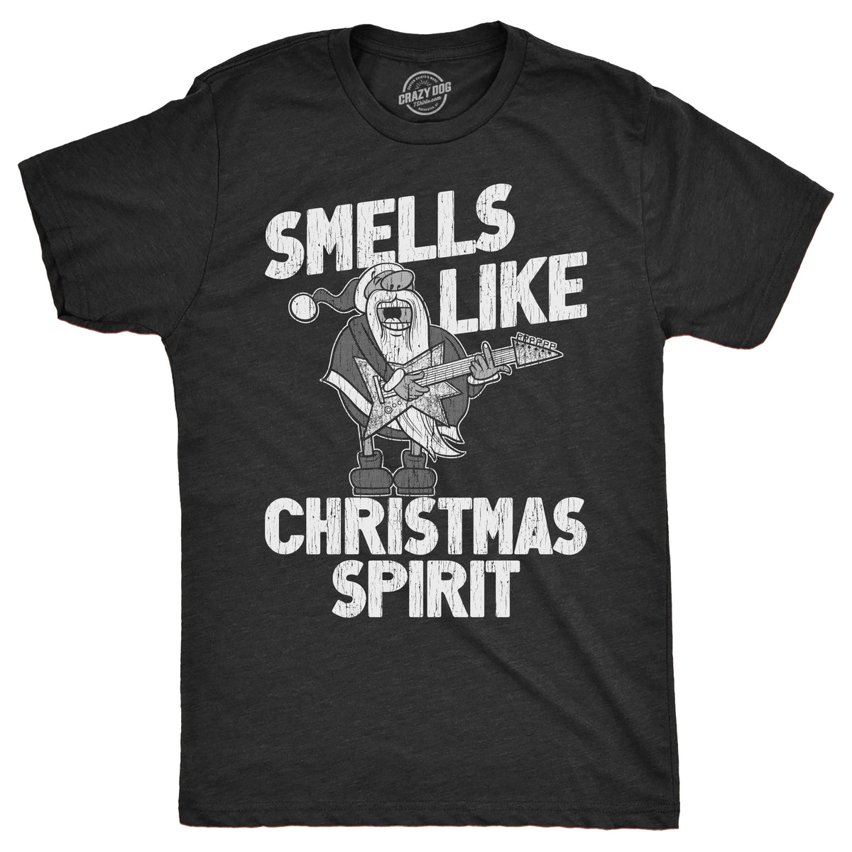 Funny Heather Black - SMELLS Smells Like Christmas Spirit Mens T Shirt Nerdy Christmas Music Tee