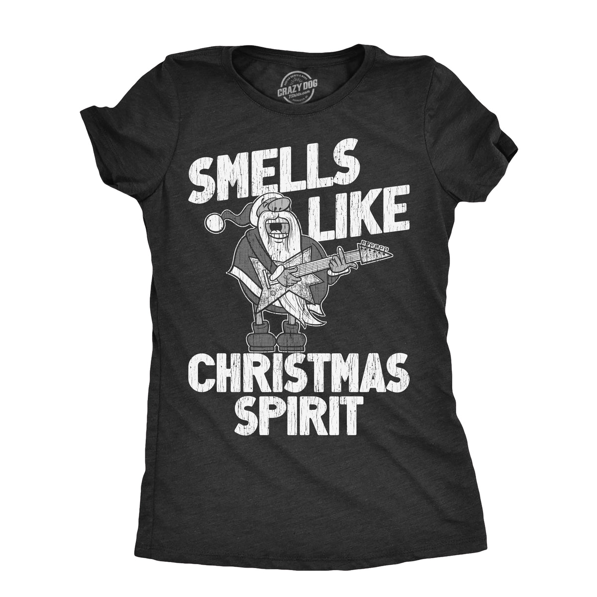 Funny Heather Black - SMELLS Smells Like Christmas Spirit Womens T Shirt Nerdy Christmas Music Tee
