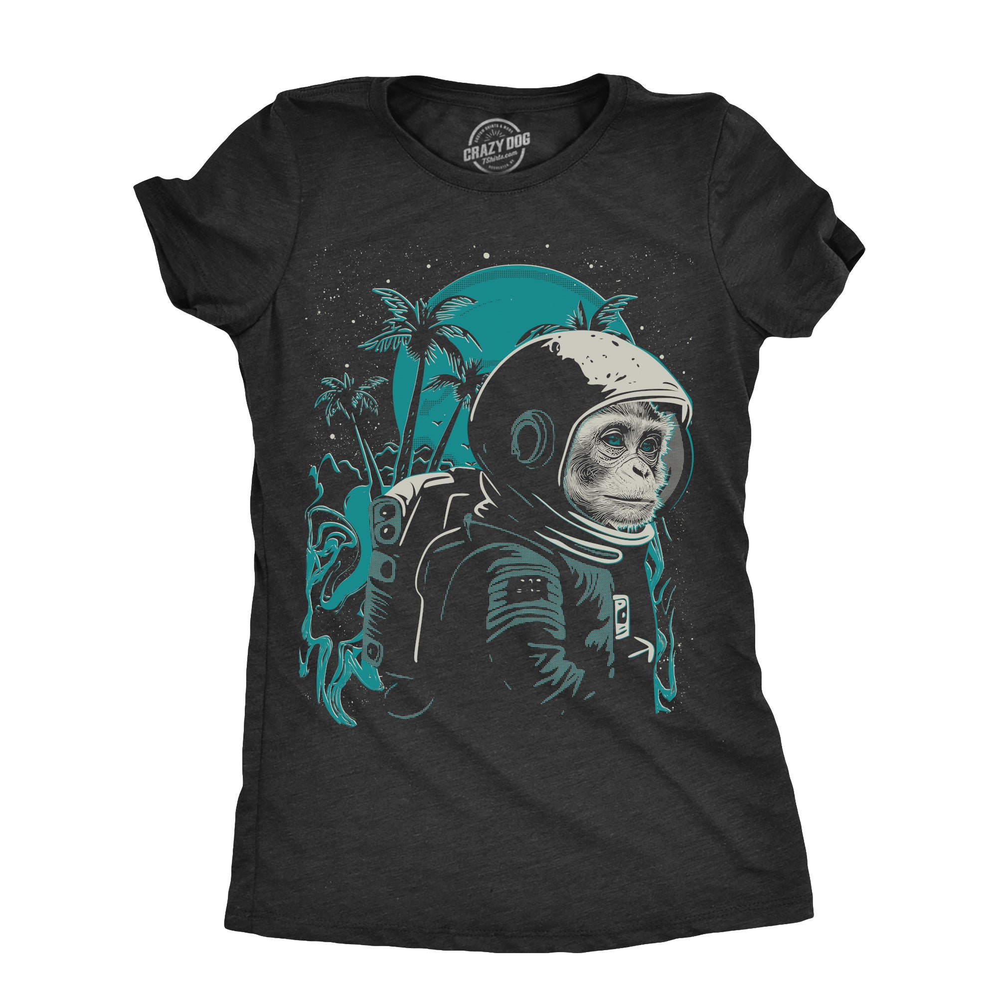 Funny Heather Black - SPACEMONKEY Space Monkey Womens T Shirt Nerdy animal space Tee