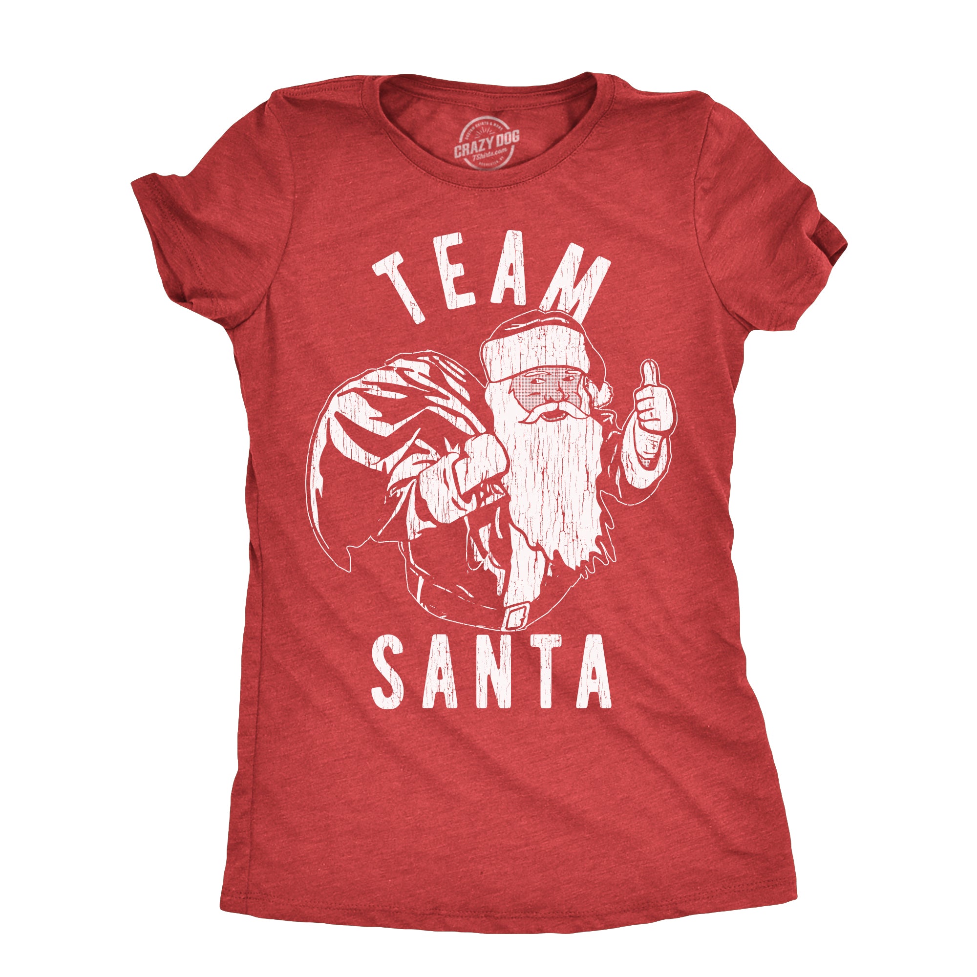 Funny Heather Red - SANTA Team Santa Womens T Shirt Nerdy Christmas Tee