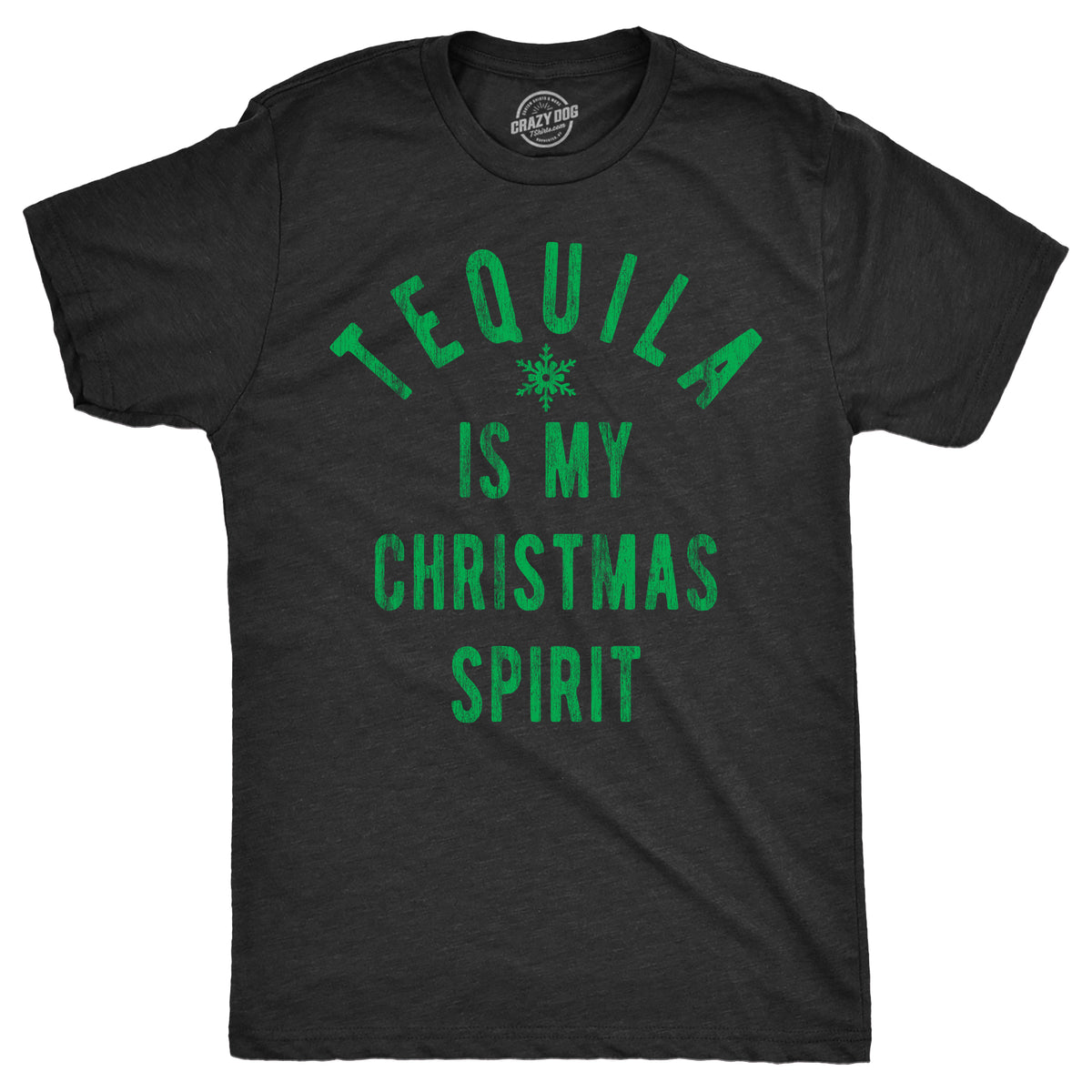 Funny Heather Black - TEQUILA Tequila Is My Christmas Spirit Mens T Shirt Nerdy Christmas Liquor Drinking Tee