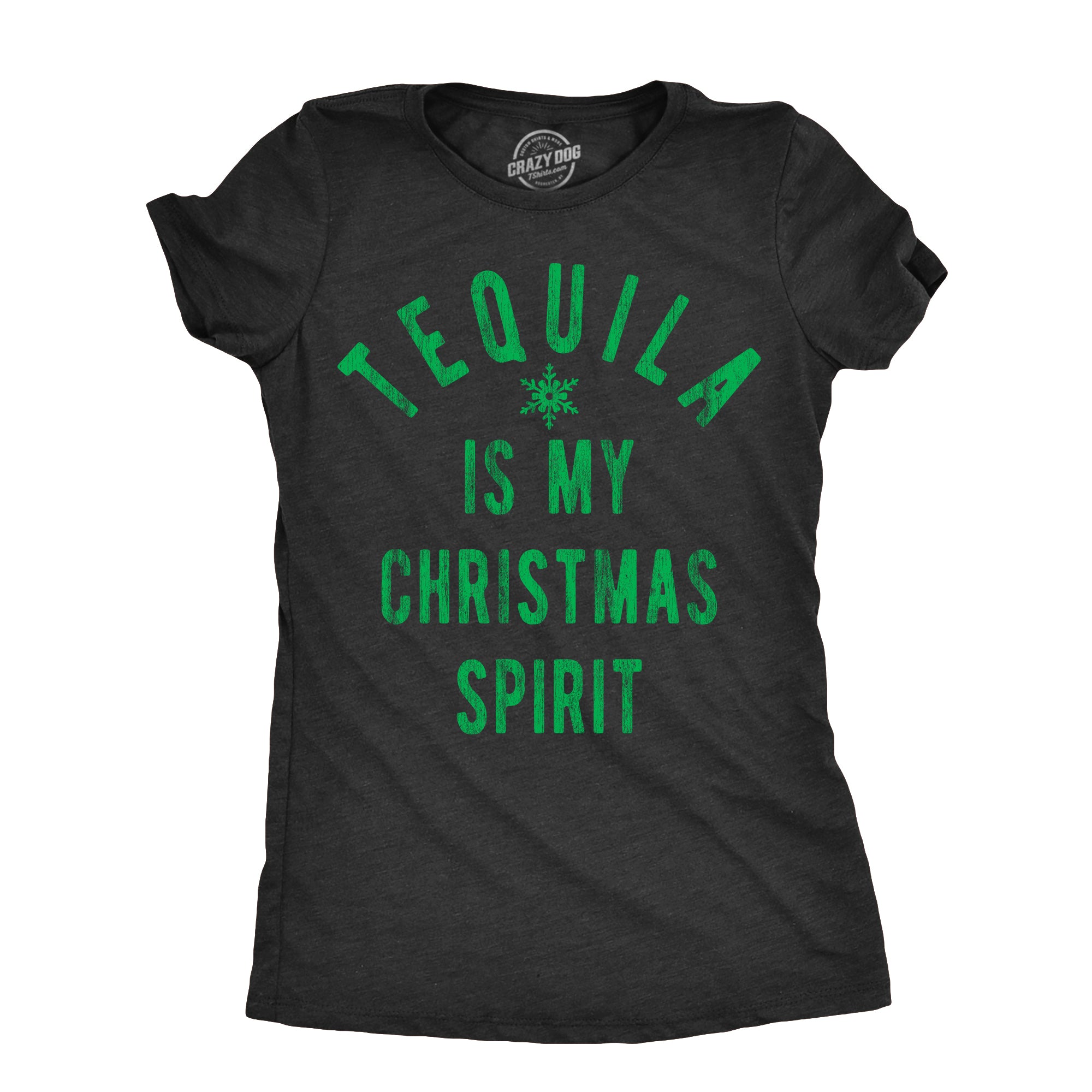 Funny Heather Black - TEQUILA Tequila Is My Christmas Spirit Womens T Shirt Nerdy Christmas Liquor Drinking Tee
