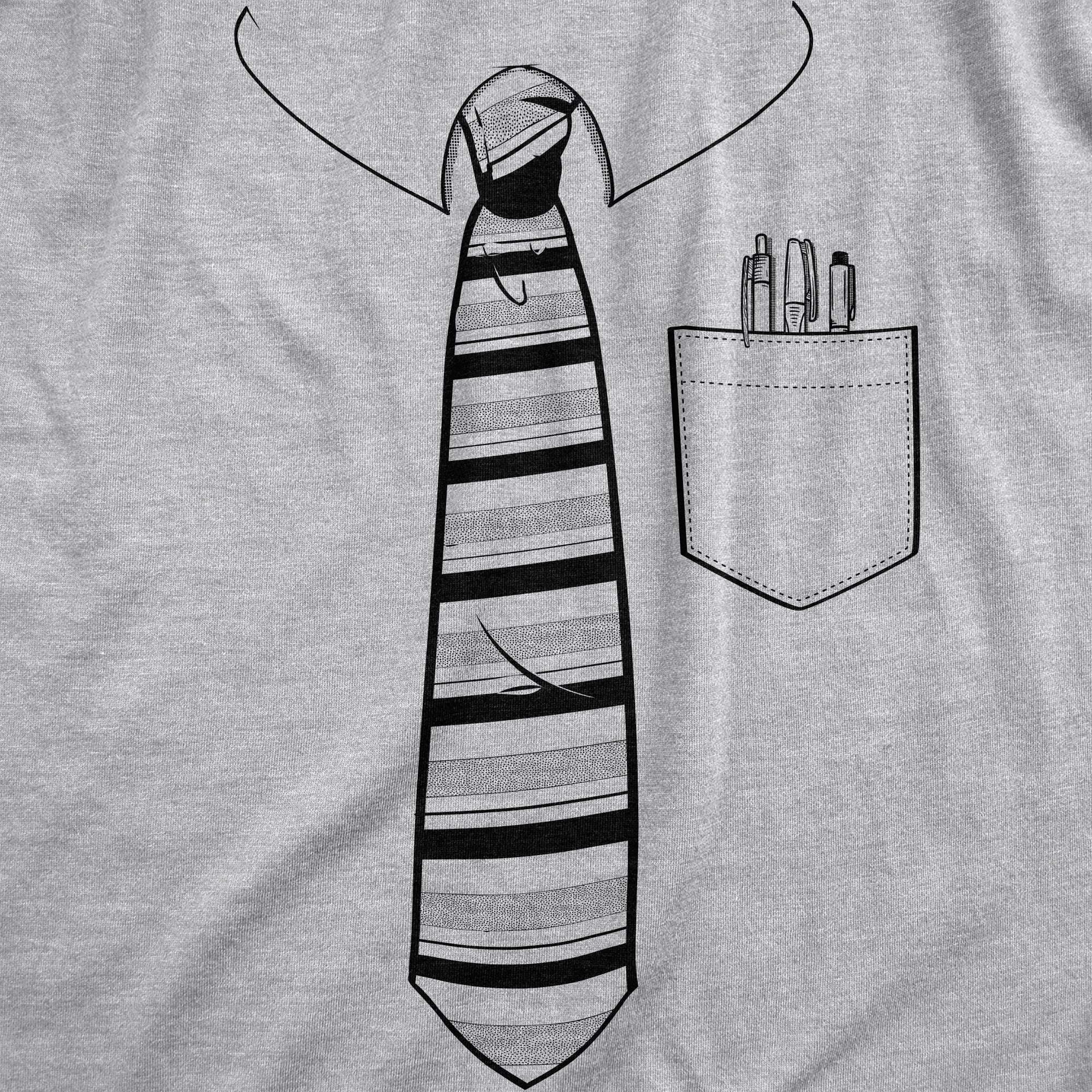 Funny Light Heather Grey - TIE Tie With Pocket Of Pens Womens T Shirt Nerdy Office sarcastic Tee