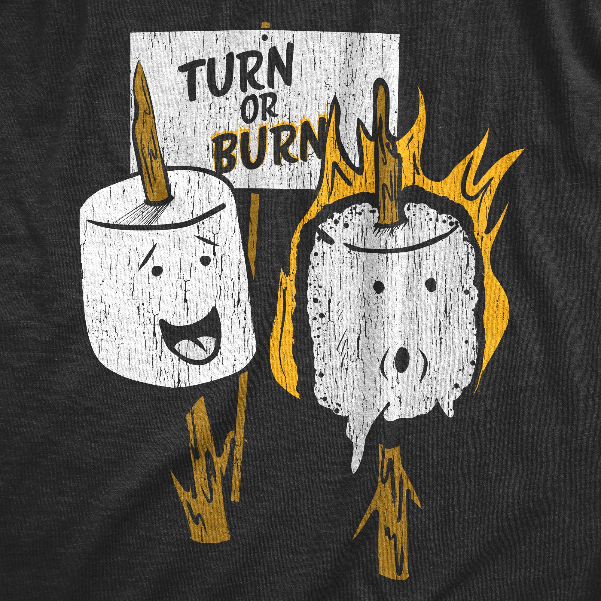 Funny Heather Black - TURN Turn Or Burn Womens T Shirt Nerdy camping Food sarcastic Tee